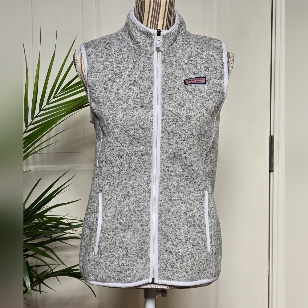 Vineyard Vines Womens Fleece Vest Heather Gray Size S